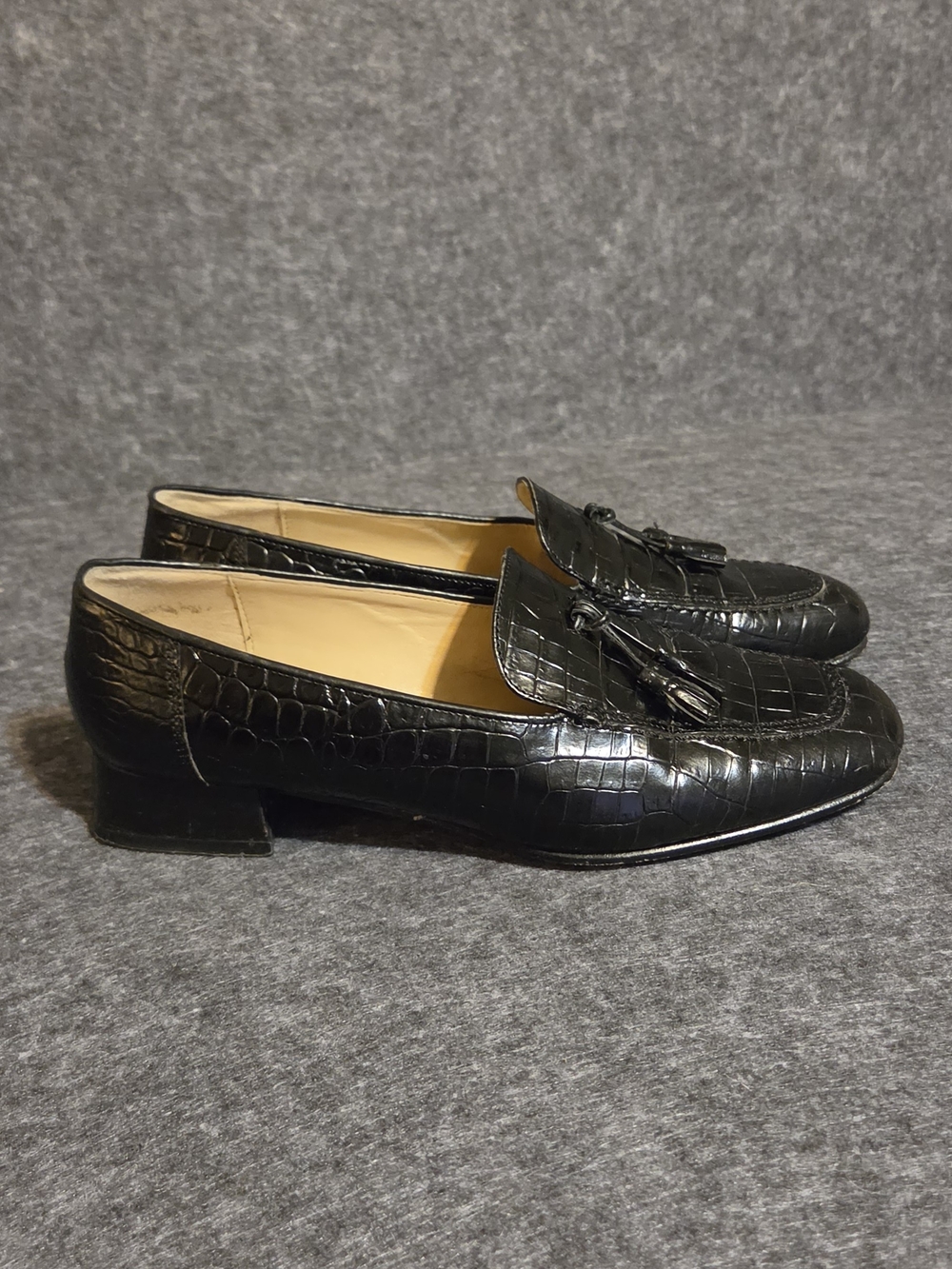 Talbots Black Croc-Embossed Tassel Loafers - Picture 4 of 9